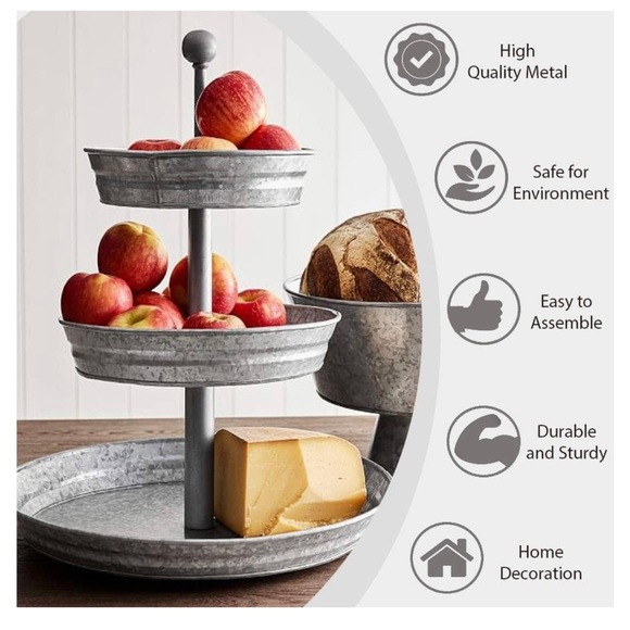 3 Tier Metal Tray, Indoor & Outdoor Use, like new, farmhouse style - Picture 6 of 10